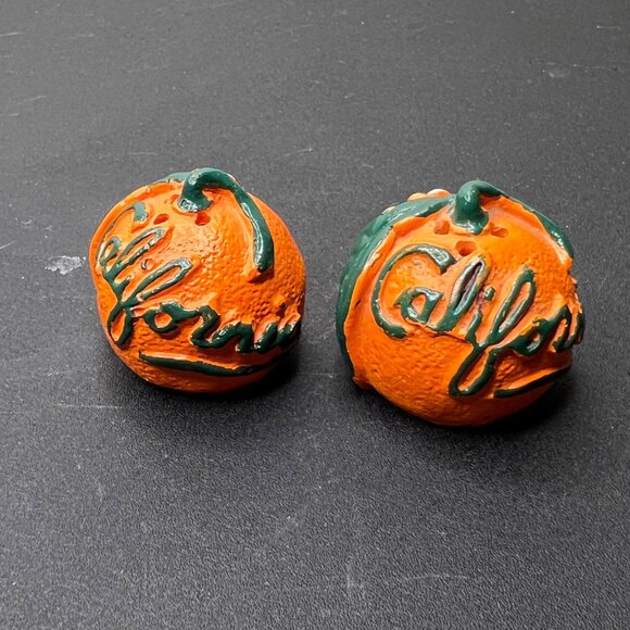 VTG California Orange Salt & Pepper Shakers Hand-Painted Ceramic Collectibles - Picture 6 of 10
